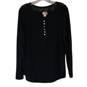 Mossimo Supply Co. Black Long Sleeve Top With Lace Detail Size XL